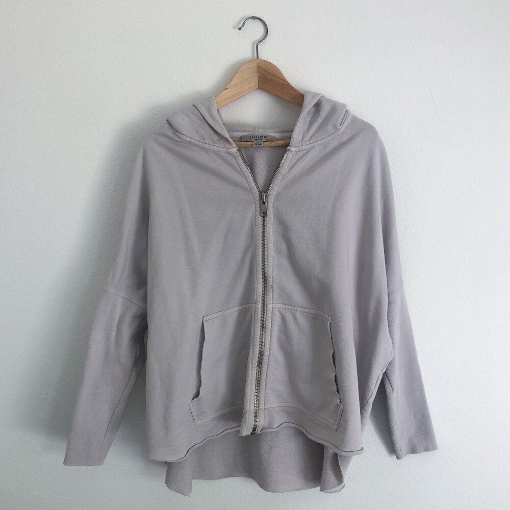 AllSaints Xonda  zipped Hooded sweatshirt light gray